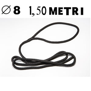 Cima in poliestere con occhiello per fissaggio parabordi diametro 8 mm 1,50 metri nera nautica