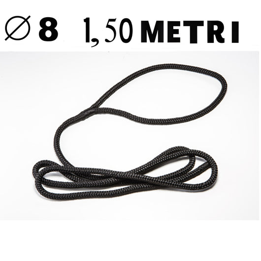 Cima in poliestere con occhiello per fissaggio parabordi diametro 8 mm 1,50 metri nera nautica