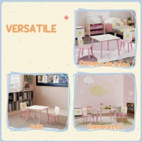 Set Arredo Cameretta con Tavolo e 2 Sedie per Bambini da 3-8 Anni con Fantasia a Stelle, Rosa