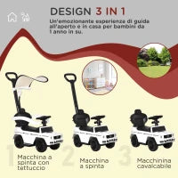 Macchina a Spinta per Bambini 12-36 Mesi con Licenza Mercedes, Tettuccio e Maniglia di Spinta, 85.5x40.5x95 cm, Bianco