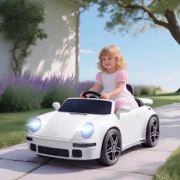 Auto elettrica per bambini, 12V, telecomando 2,4G, fari, musica, clacson, 103 x 55 x 44 cm, Bianco