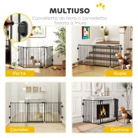 Cancellino per Cani Pieghevole in Acciaio con Chiusura Automatica, 202.5x2x76cm, Nero