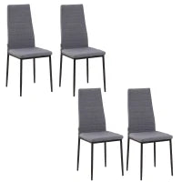 Set 4 Sedie Imbottite per Soggiorno o Sala da Pranzo, Sedie da Cucina Moderne, in Metallo e Tessuto Grigio