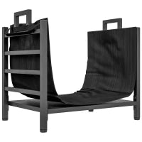 Portalegna da Esterno e Interno in Acciaio con Borsa di Trasporto in Tessuto Oxford 600D, 49x34x44 cm, Nero