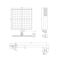 Set per doccia soffione quadro in acciaio inox 25x25 millimetri canna di fucile *** finitura- canna di fucile, confez...