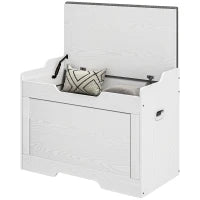 Panca Contenitore da 103L Multifunzione in Legno con Cuscino in Tessuto, 75x40x56cm, Bianco