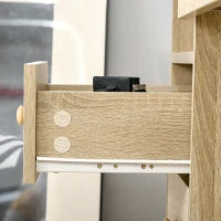 Scrivania da PC per Ufficio con Scaffali, Cassetti e Ripiano Testiera in Legno, 125x60x74cm