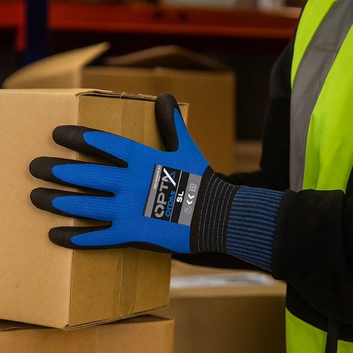 Guanti lavoro lattice opty resistenza abrasione blu nero *** misura large - l, confezione 1