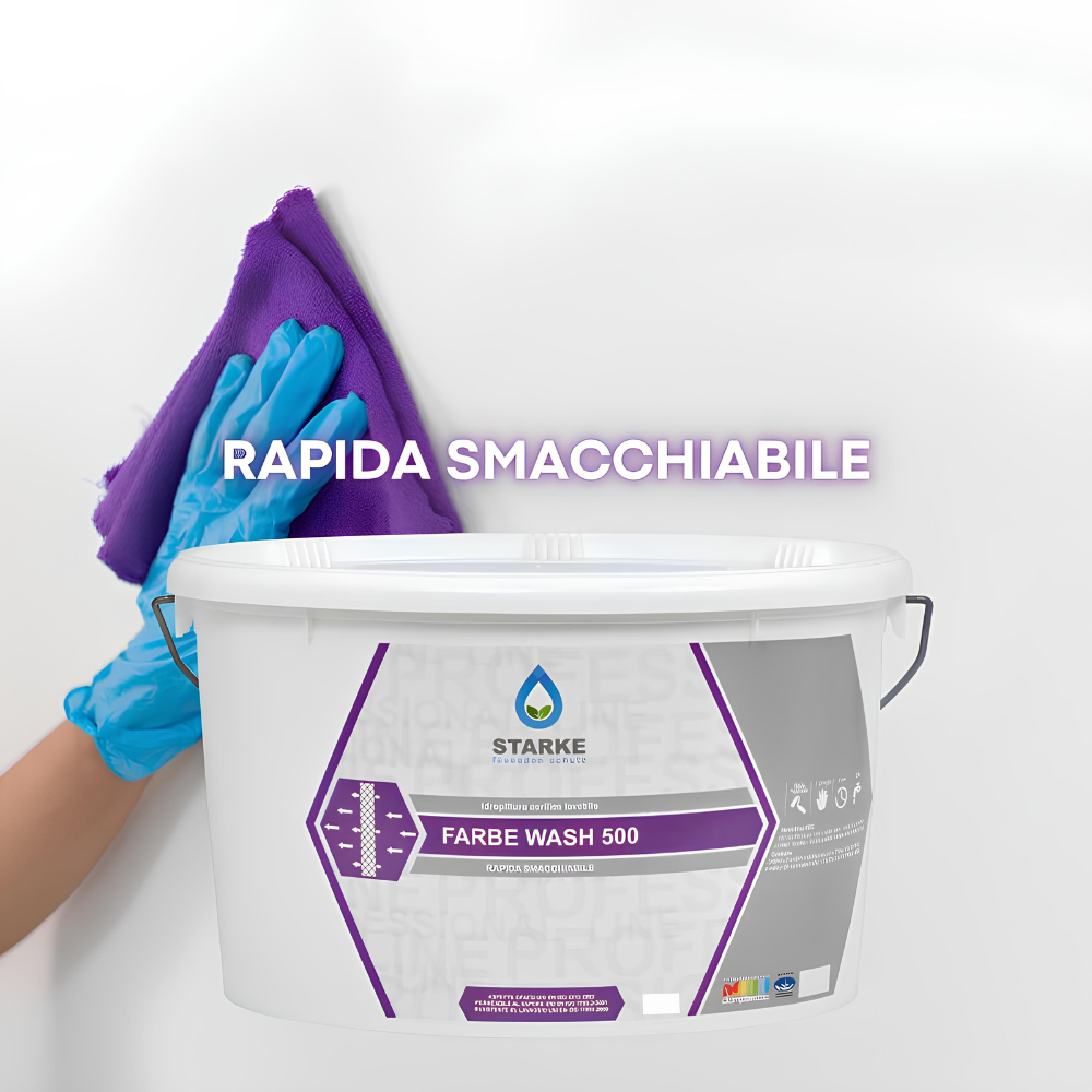 Farbe wash 500 idropittura acrilica lavabile coprente rapida essiccazione *** formato 5 lt, confezione 1