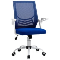 Sedia da Ufficio Ergonomica con Supporto Lombare, Braccioli Pieghevoli, Sedia da Scrivania Girevole in Rete Traspirante con Schienale Reclinabile e Altezza Regolabile, Capacità 120kg, Blu