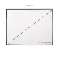 Telo per Proiettore da 120" Formato 16:9/4:3 ad Altezza Regolabile, 251.8x8.6x7 cm, Bianco e Nero