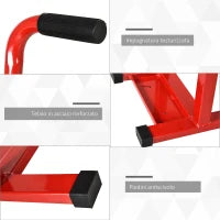 DURHAND Cavalletto Alzamoto in Acciaio max 150kg con Superficie in Gomma e Manovella, 48x34x43 cm, Rosso