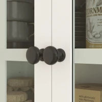 Armadio da Cucina con Porte in Vetro, 2 Cassetti, Armadio per Stoviglie, Armadio da Sala da Pranzo, Legno, 68 x 39,5 x 170 cm, Bianco