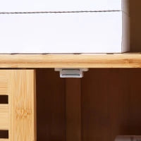 Buffet Mobile da Cucina con 3 Porte Traforate e Ripiani, in Bambù, 100 x 35 x 82 cm, Naturale