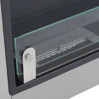 Caminetto a Bioetanolo da Parete in Acciaio Inossidabile Inodore con 3 Serbatoi 1.5LT, 136 x 14 x 54cm, Argento e Nero