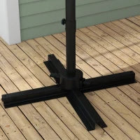 Ombrellone Decentrato Quadrato 3 x 3 m con Doppio Tetto e Manovella, Reclinabile, Girevole, Peso Incluso, Metallo e Poliestere, Beige