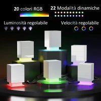 Comodino Moderno con Luce LED Regolabile con Telecomando e 3 Cassetti, 40x35x60 cm, Bianco Lucido