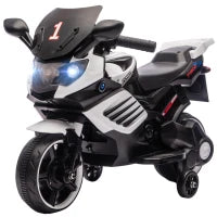 Moto Elettrica per Bambini da 6V con Rotelle Rimovibili, Fari e Musiche, Età 18-36 Mesi, Bianco