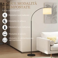 Lampada da Terra LED Regolabile con Telecomando, 11 Temperature e 11 Luminosità, Timer 1H, Girevole, Nero