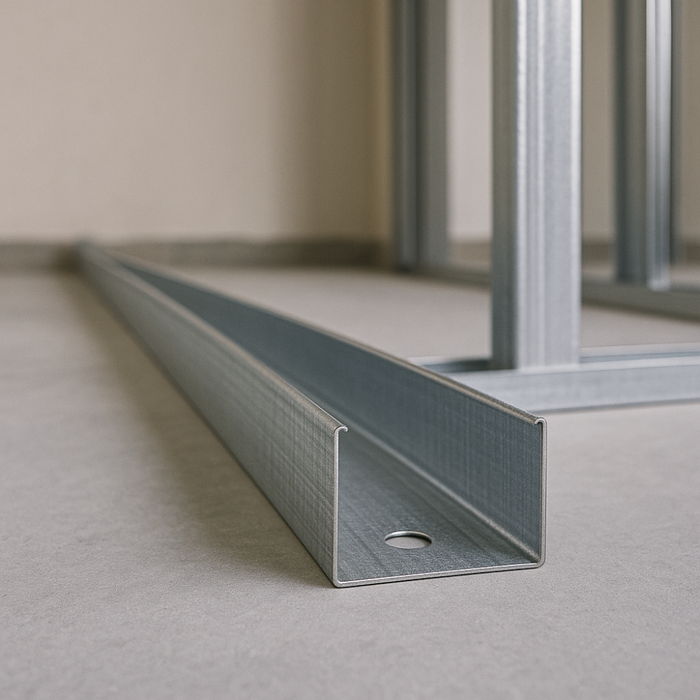 Guida u standard 1 m profilo preforato sp 0,6 mm per cartongesso *** pezzi 2, misure 40 x 50 x 40 mm, confezione 1