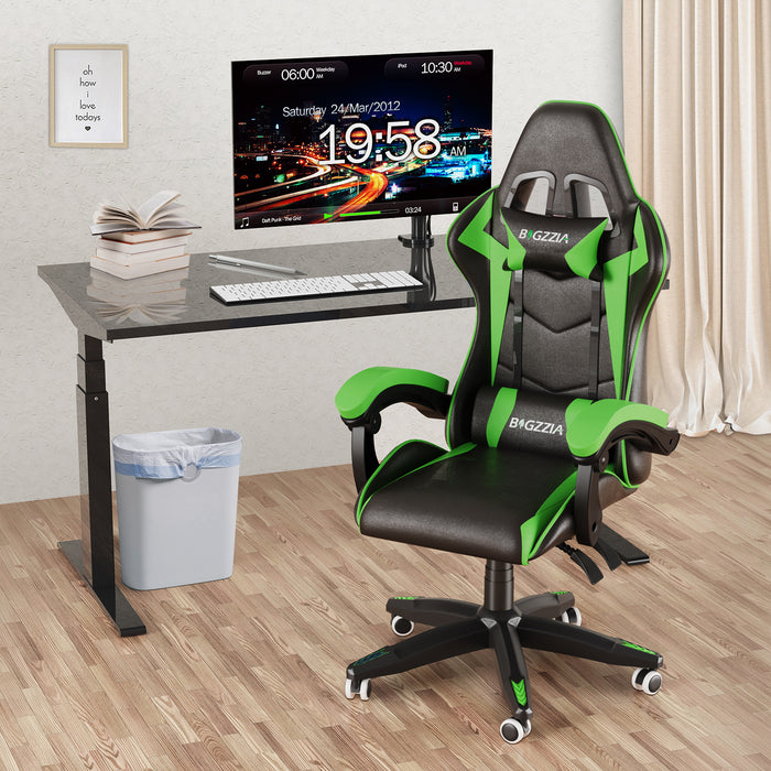 Sedia gaming Verde - Poltrona Racing - RATTANTREE - Schienale Reclinabile, Altezza Regolabile, 360 Gradi Direzionale