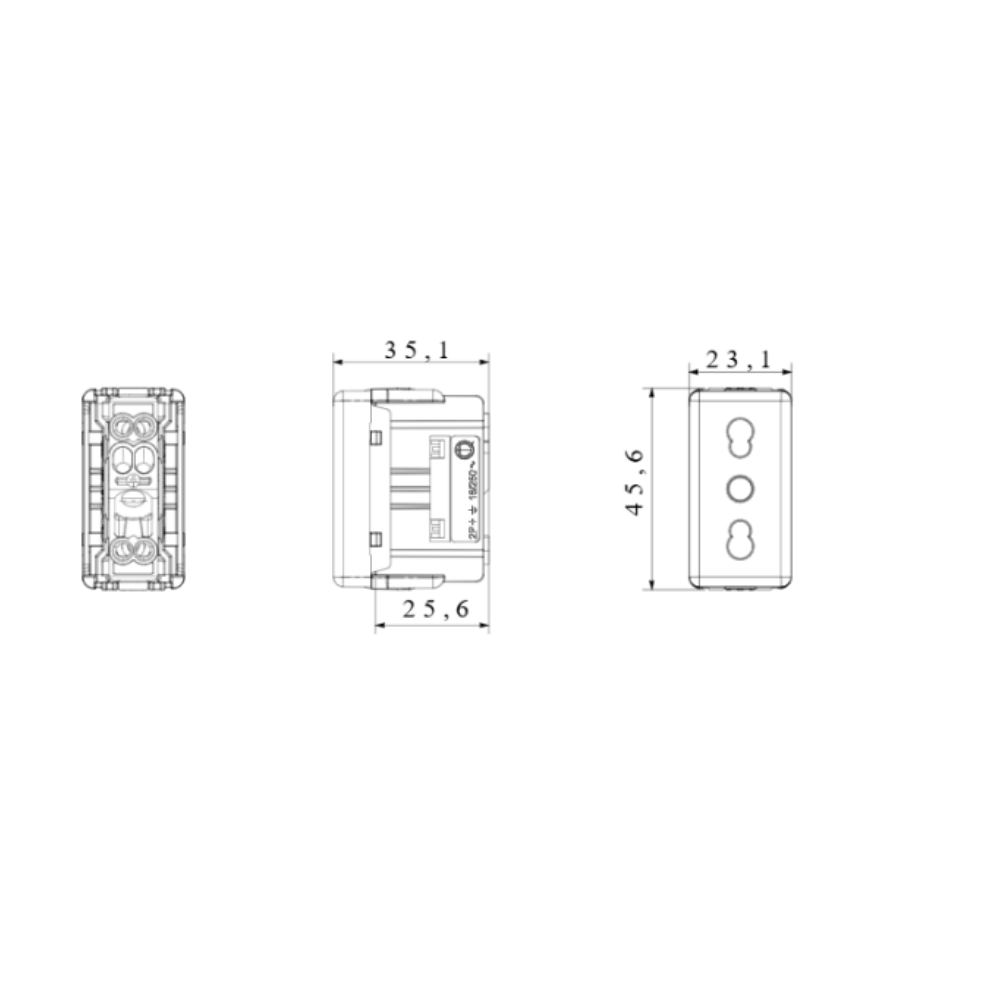 Gewiss gw20295 presa standard italiano 250v ac 2p+t 16a bivalente linee dedicate