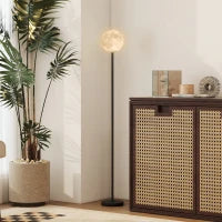 Lampada da Terra con Paralume a Forma di Luna, Interruttore a Pedale, 3 Temperature di Colore, Metallo, Nero