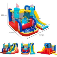 Castello Gonfiabile 4 in 1 Bimbi 3-8 Anni, Scivolo e Piscina, 265x260x200cm
