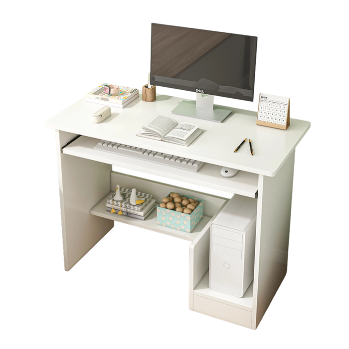 Scrivania da 80x40x74 cm con finitura bianca, ideale per il tuo studio.