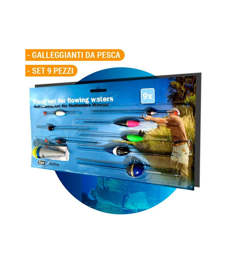 9 X Galleggianti Da Pesca Varie Misure Per Acque Stagnanti Pescatori Fish Active         