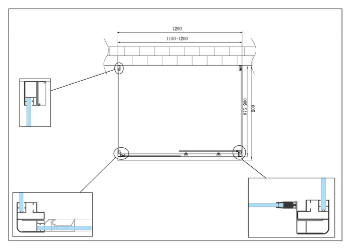 BOX CABINA DOCCIA 3 LATI 2 FISSI E UNO SCORREVOLE 87,5-90x115-120x87,5-90