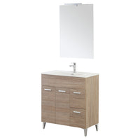 MOBILE BAGNO CON LAVABO E SPECCHIO 2 ANTE + 2 CASSETTI L:80cm ROVERE TROPEA LINEA GRETA FERIDRAS 900003