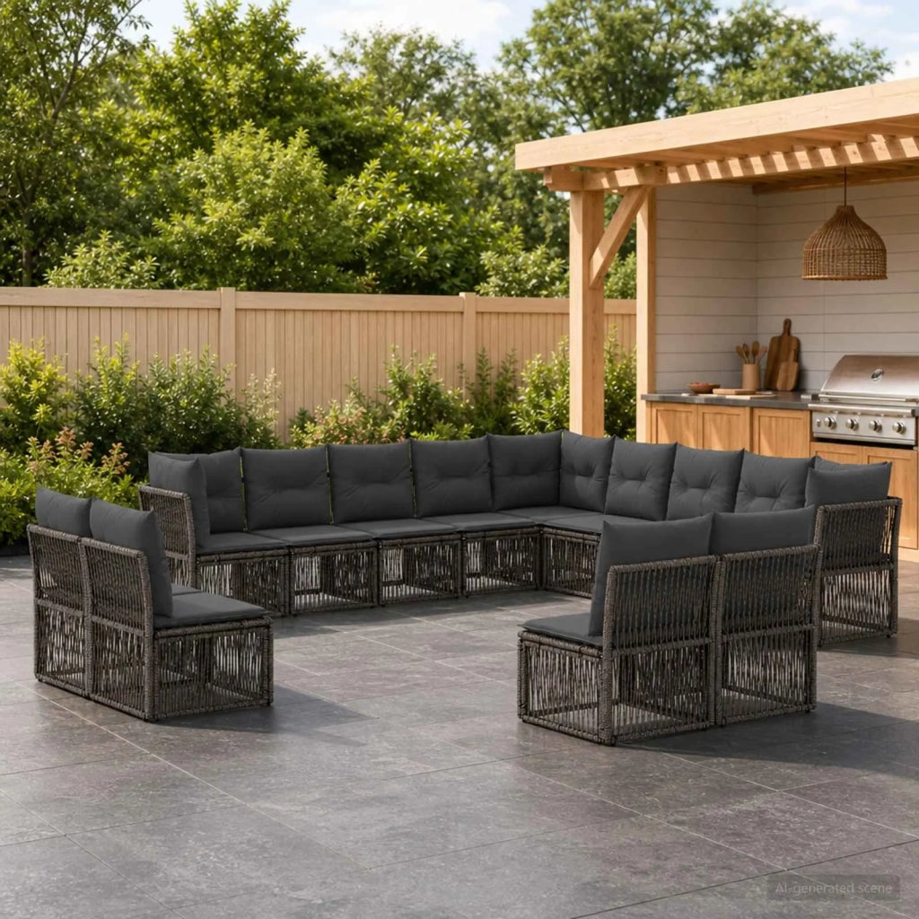 Set Divano da Giardino 13 pz Grigio polyrattan 3434417