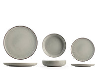 Servizio tavola 12 piatti pearl in porcellana colore grigio