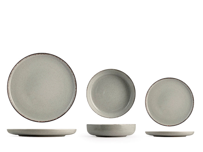 Servizio tavola 12 piatti pearl in porcellana colore grigio