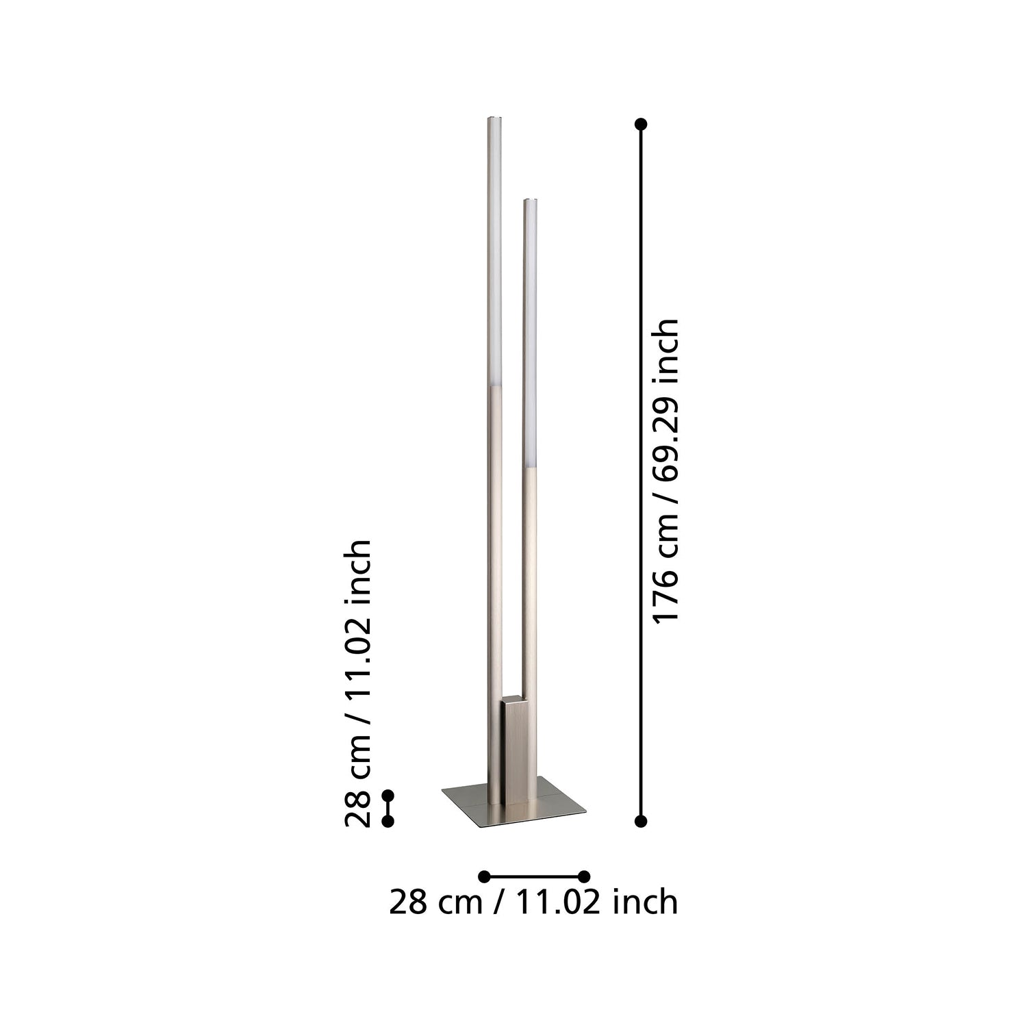 Piantana Contemporanea Fraioli-Z Alluminio Nichel Satinato 2 Luci Led 17W