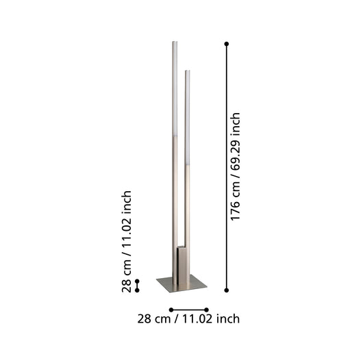 Piantana Contemporanea Fraioli-Z Alluminio Nichel Satinato 2 Luci Led 17W