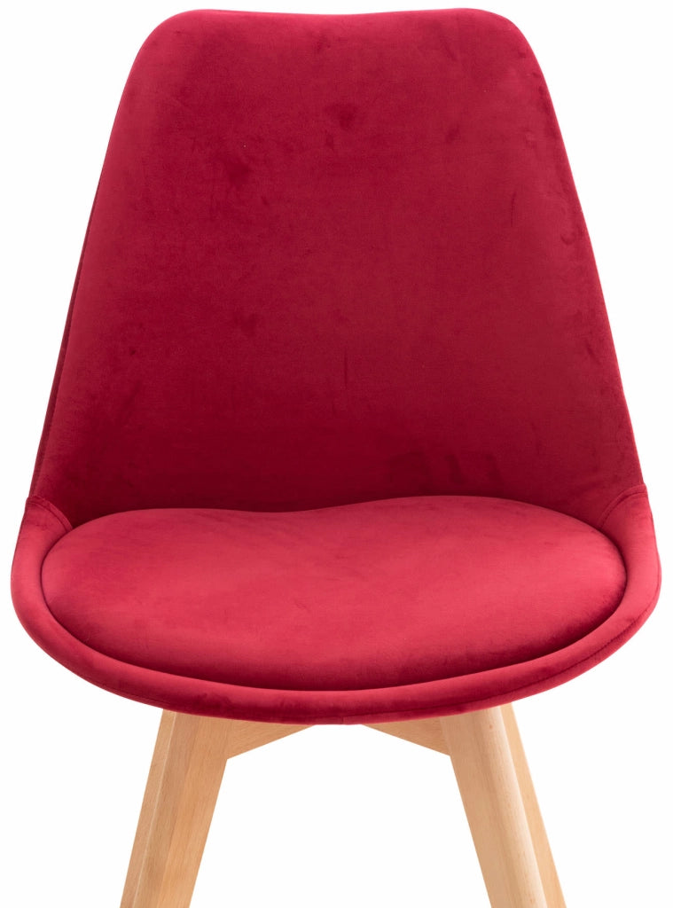 Set 4 Sedie Pranzo Linares rosso,Velluto