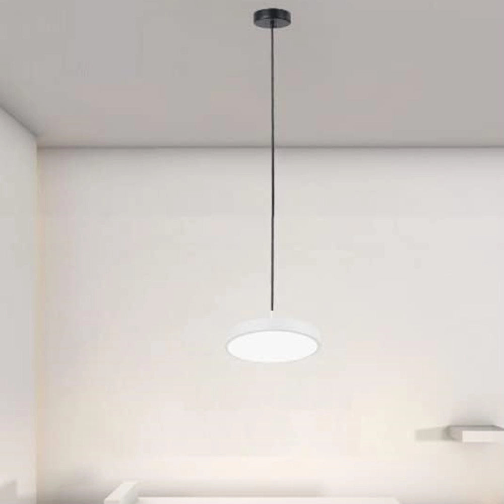 Trade Shop - Lampadario A Sospensione Led 40w Bianco Cerchio Tondo Moderno Minimal Luce 6500k 32880 -