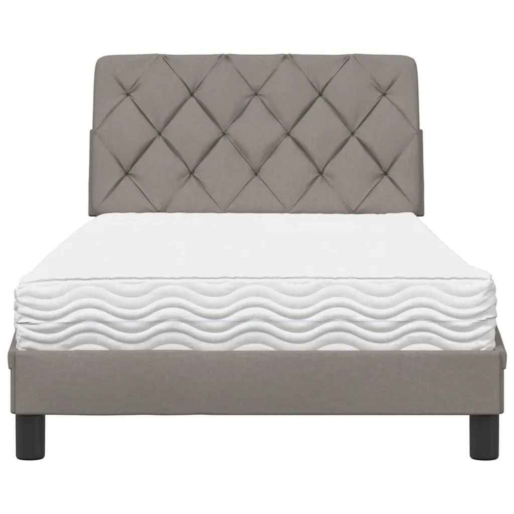 Letto con Materasso Tortora 100x200 cm in Tessuto 3310724