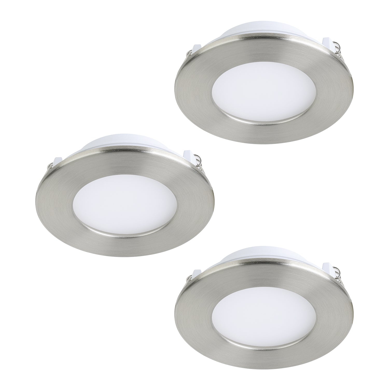 Faretto Ad Incasso Moderno Fueva Z In Acciaio Nichel Satinato 3 Luci Led 2,8W