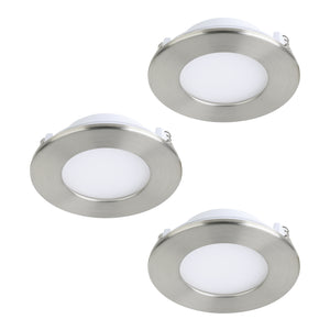Faretto Ad Incasso Moderno Fueva Z In Acciaio Nichel Satinato 3 Luci Led 2,8W