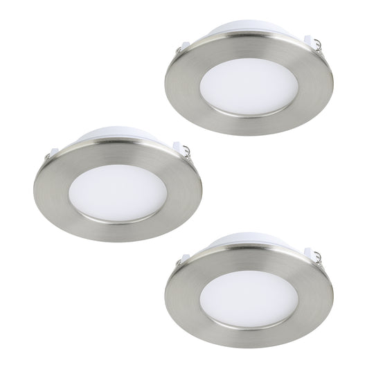 Faretto Ad Incasso Moderno Fueva Z In Acciaio Nichel Satinato 3 Luci Led 2,8W