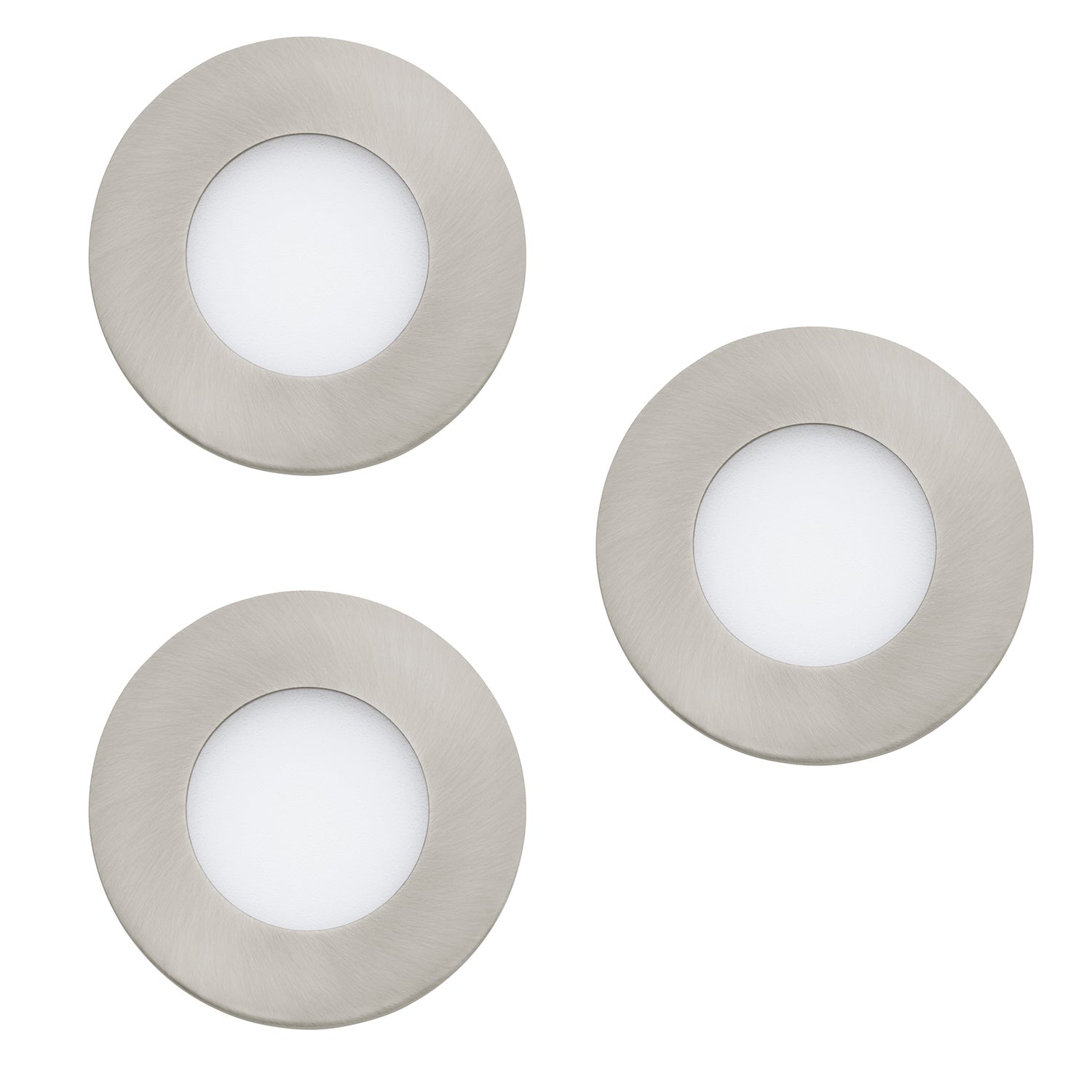 Faretto Ad Incasso Moderno Fueva Z In Acciaio Nichel Satinato 3 Luci Led 2,8W
