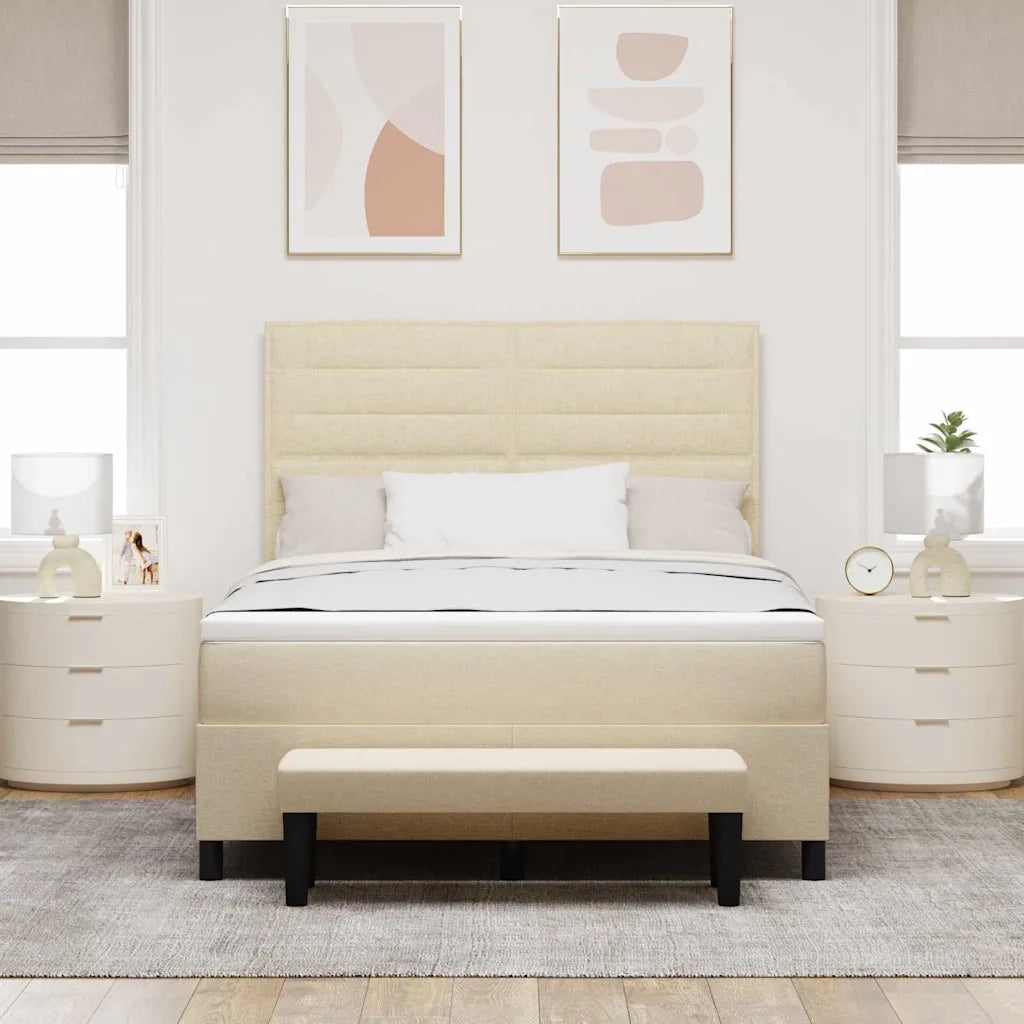 Letto a molle con testiera Crema 140 x 190 cm Tessuto 3343993