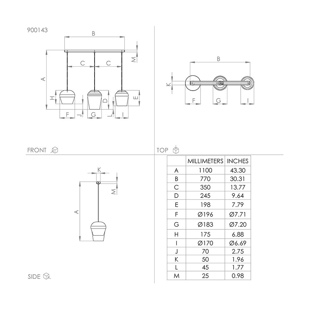 Lampadario Contemporaneo Cambaito 3 Luci Acciaio Avorio