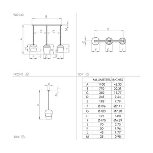 Lampadario Contemporaneo Cambaito 3 Luci Acciaio Avorio