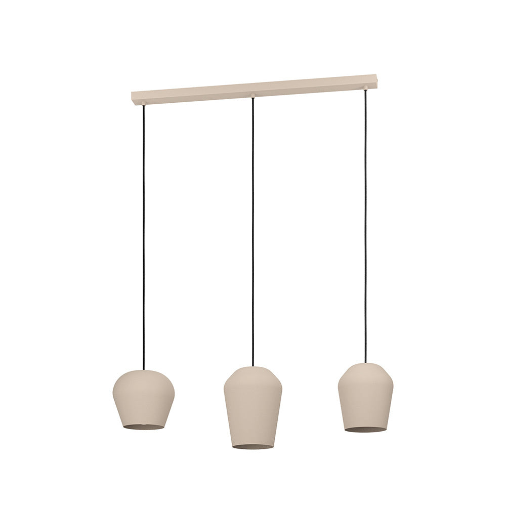 Lampadario Contemporaneo Cambaito 3 Luci Acciaio Avorio