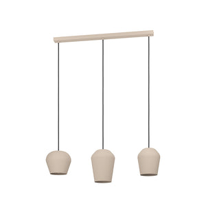 Lampadario Contemporaneo Cambaito 3 Luci Acciaio Avorio