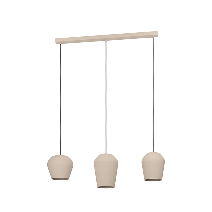 Lampadario Contemporaneo Cambaito 3 Luci Acciaio Avorio